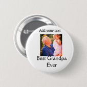 Beste opa ooit grootvader foto naam geschenken tek ronde button 5,7 cm (Voorkant /achterkant)
