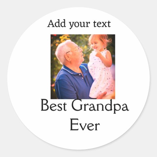 Beste opa ooit grootvader foto naam geschenken tek ronde sticker (Voorkant)