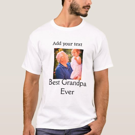 Beste opa ooit grootvader foto naam geschenken tek t-shirt (Voorkant)