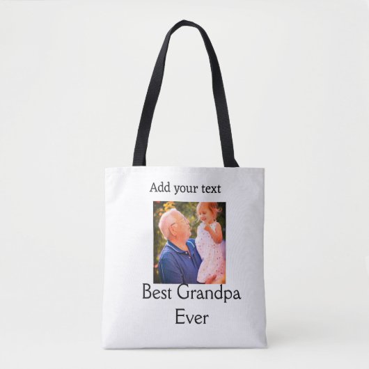 Beste opa ooit grootvader foto naam geschenken tek tote bag (Voorkant)