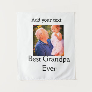 Beste opa ooit grootvader foto naam geschenken tek wandkleed