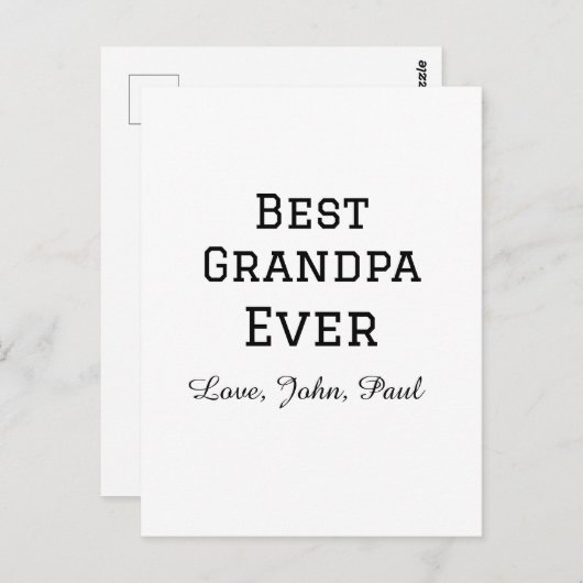 Beste opa ooit grootvader geeft eenvoudige naam briefkaart (Voorkant / Achterkant)