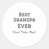 Beste opa ooit grootvader geeft eenvoudige naam ronde sticker (Voorkant)