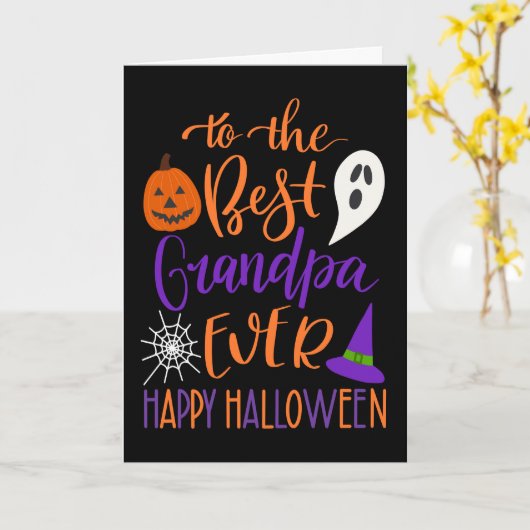 Beste opa ooit Halloween in Sinaasappel en Paarse Kaart (Gele Bloem)