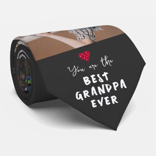 Beste Opa Ooit Hart 4 Fotocollage Stropdas (Opgerold)