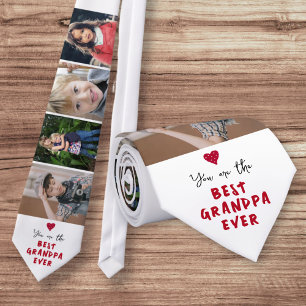 Beste Opa Ooit Hart 4 Fotocollage Stropdas