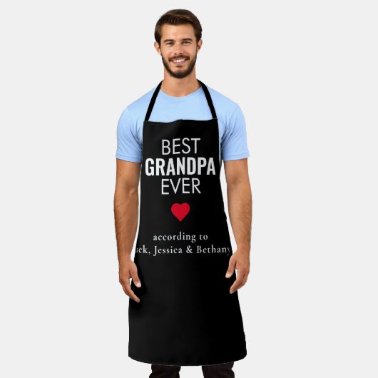 Beste opa ooit hartnaam wit zwart schort (Gedragen)