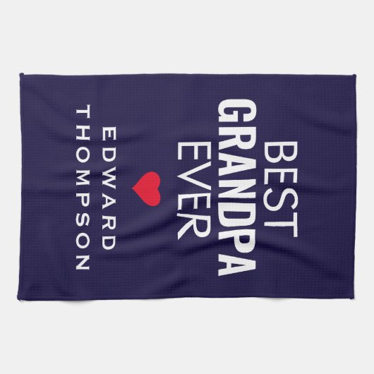 Beste opa ooit hartnaam Witte marine Theedoek (Horizontaal)