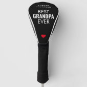 Beste opa ooit hartnaam zwart wit golfheadcover (Voorkant)