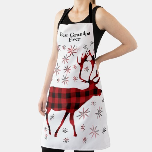 Beste opa ooit kerst herten rode plaids schort (Insitu)