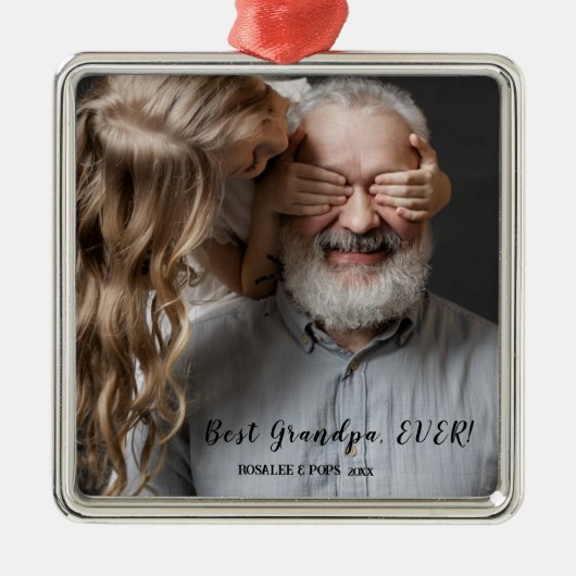 Beste opa ooit, Kerstmis 1 foto Metalen Ornament (Voorkant)