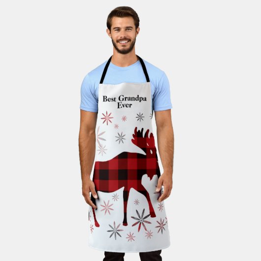 Beste opa ooit Kerstmis Moose rode plaids Schort (Gedragen)