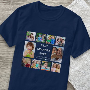 Beste Opa Ooit KleinKinderen 10 Foto Collage Blauw T-shirt