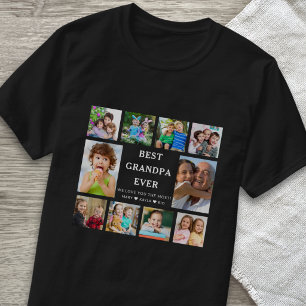 Beste Opa Ooit KleinKinderen 10 Foto Collage Zwart T-shirt