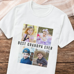 Beste opa ooit kleinkinderen 4 foto collage t-shirt