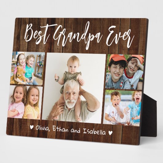 Beste opa ooit kleinkinderen 5 foto collage hout fotoplaat (Zijkant)