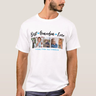 Beste Opa Ooit KleinKinderen 5 Foto Collage Wit T-shirt