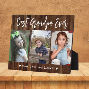 Beste opa ooit kleinkinderen hout 3 foto collage fotoplaat