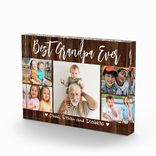 Beste opa ooit kleinkinderen hout 5 foto display (Rechts)
