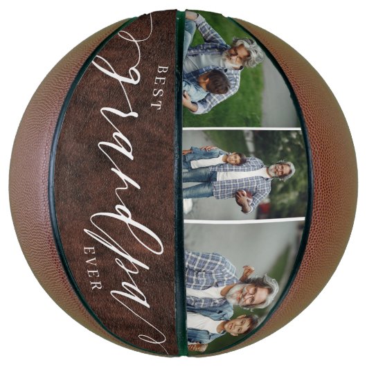 Beste Opa Ooit Lederen Vaderdag Foto Gift Basketbal (Verticaal)