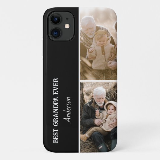 Beste Opa Ooit Modern 2Foto Collage  Case-Mate iPhone Case (Achterkant)