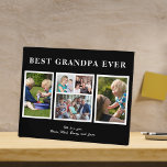 Beste opa ooit moderne zwart-wit collage fotoplaat<br><div class="desc">Moderne hedendaagse Happy Vaderdag BEST OPA OOIT vijf familie foto collage gepersonaliseerde aandenken eenvoudige zwart-wit plaque met een gewaagde typografie script sjabloon. Creëer uw eigen met 5 aangepaste familie afbeeldingen en jouw tekst! U kunt de kleuren van tekst en achtergrond wijzigen. Het kan een leuk cadeau zijn voor je opa...</div>