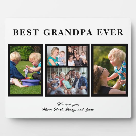 Beste opa ooit moderne zwart-wit collage fotoplaat (Voorkant)