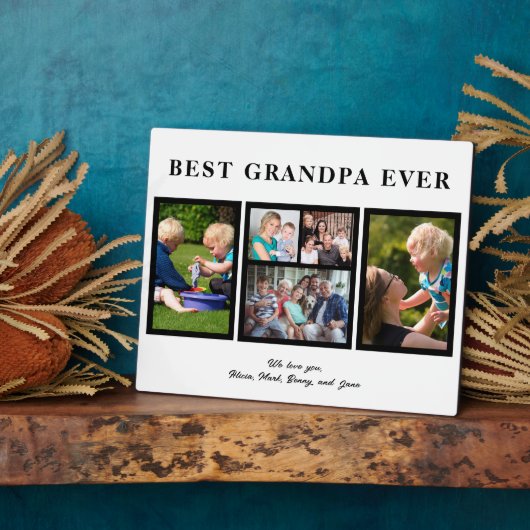 Beste opa ooit moderne zwart-wit collage fotoplaat (Zijkant)