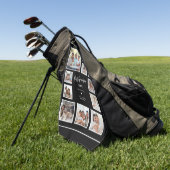 Beste Opa Ooit Multi 12 Foto Collage Raster Golfhanddoek (Groen)