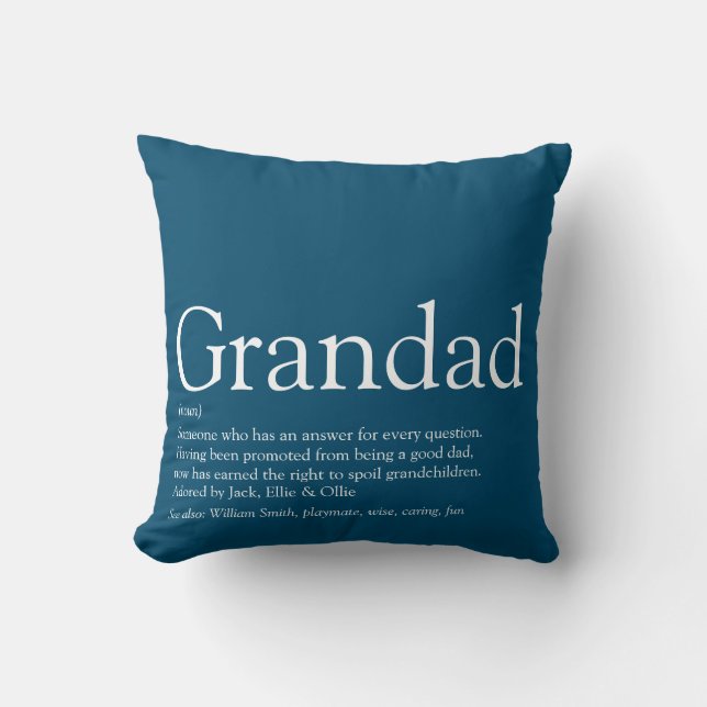 Beste Opa Ooit, Opa Definitie Blauw Kussen (Voorkant)