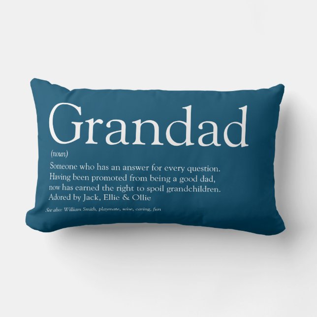 Beste Opa Ooit Opa Definitie Blauw Kussen (Voorkant)