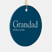 Beste Opa Ooit, Opa, Papa Definitie Blauw Keramisch Ornament (Rechts)