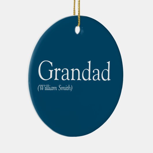 Beste Opa Ooit, Opa, Papa Definitie Blauw Keramisch Ornament (Rechts)