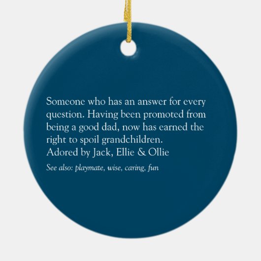 Beste Opa Ooit, Opa, Papa Definitie Blauw Keramisch Ornament (Achterkant)