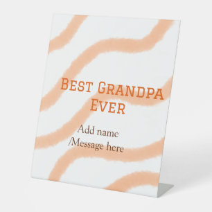 Beste Opa ooit oranje strepen spiraal voeg naam t Reclamebord Met Voetstuk