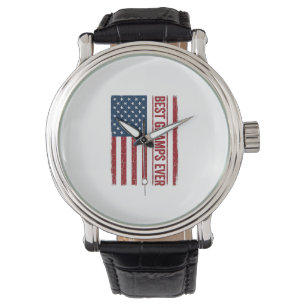 Beste opa ooit patriottische vlag vector ontwerp_1 horloge