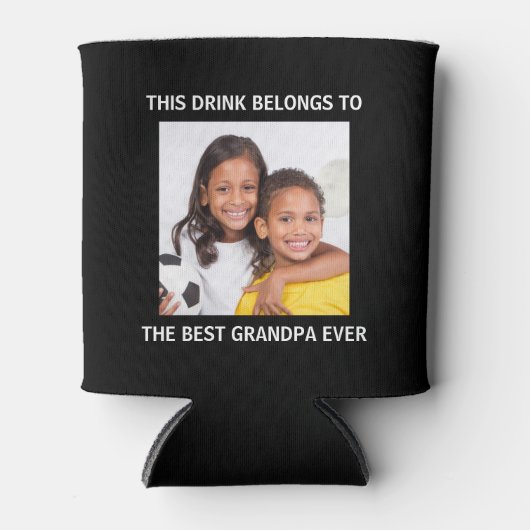 Beste opa ooit - Persoonlijke foto zwart Blikjeskoeler (Voorkant)
