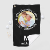 Beste opa ooit Persoonlijke monogram Foto Golfhanddoek (Insitu)