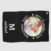 Beste opa ooit Persoonlijke monogram Foto Golfhanddoek (Horizontaal)