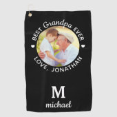 Beste opa ooit Persoonlijke monogram Foto Golfhanddoek (Voorkant)