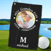 Beste opa ooit Persoonlijke monogram Foto Golfhanddoek