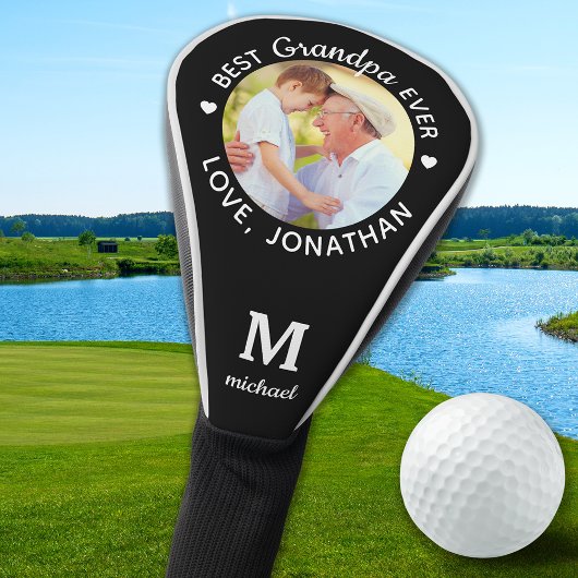 Beste opa ooit Persoonlijke monogram Foto Golfheadcover