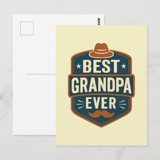 Beste opa ooit retro badge briefkaart (Voorkant / Achterkant)