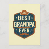Beste opa ooit retro badge briefkaart (Voorkant)
