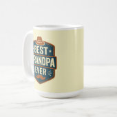 Beste opa ooit retro badge koffiemok (Voorkant links)