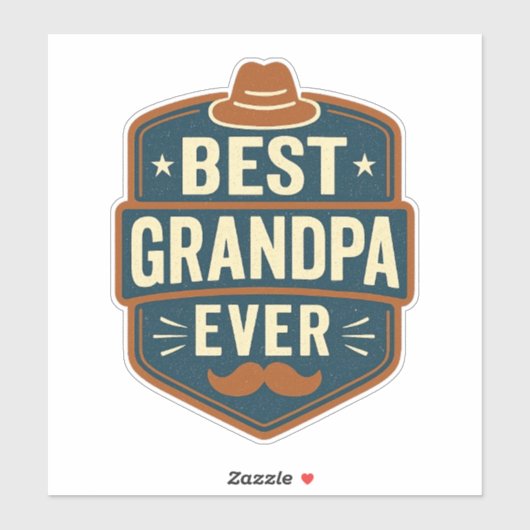 Beste opa ooit retro badge sticker (Vel)