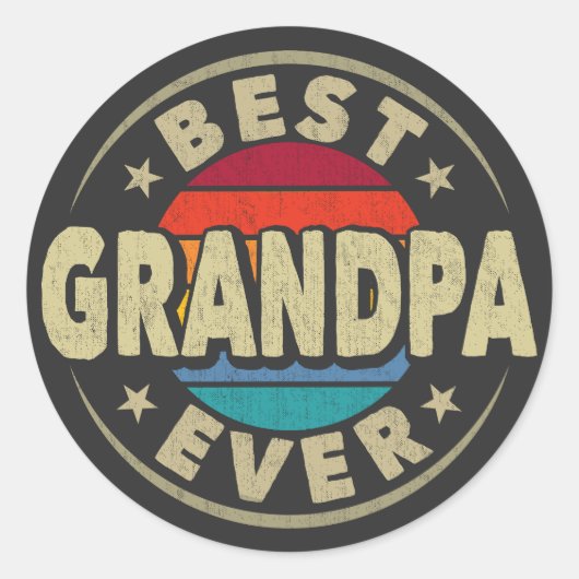 Beste Opa Ooit Retro  Grootvader Cadeau Ronde Sticker (Voorkant)