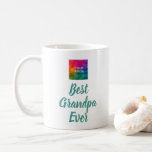 Beste opa ooit retro typografie Schattigee Sjabloo Koffiemok<br><div class="desc">Upload je Afbeelding Afbeelding Fototypografie Script Aangepaste tekst Beste opa ooit Schattige Modern Elegant Sjabloon Trendy Blauwgroen Blauw Groen Classic Coffee Mok.</div>