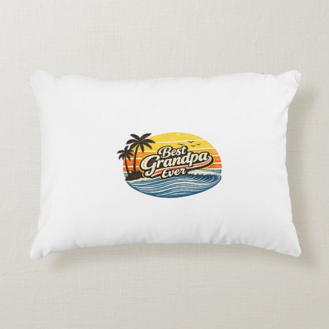 Beste Opa Ooit Retro Zonsondergang Design Accent Kussen (Voorkant)
