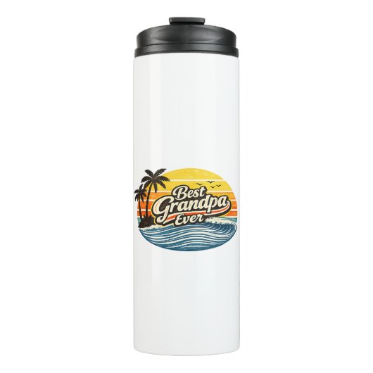 Beste opa ooit Retro zonsondergang ontwerp Thermosbeker (Voorkant)